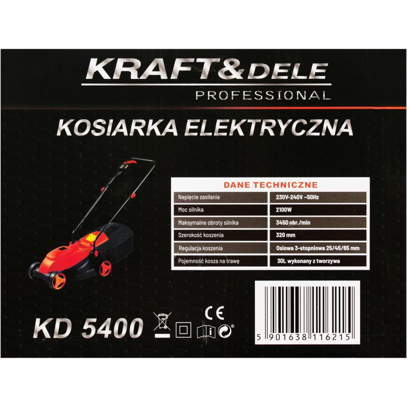 Elektrická kosačka 2100 W, šírka záberu 320 mm, model KD5400