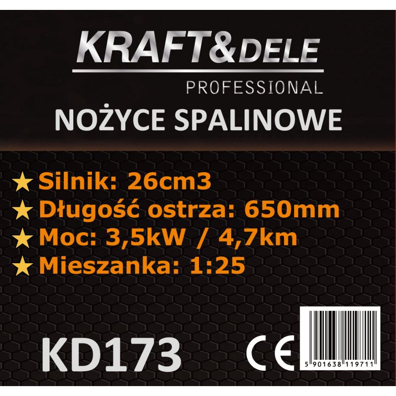 Nożyce spalinowe do żywopłotu KD173 3,5kW 650mm