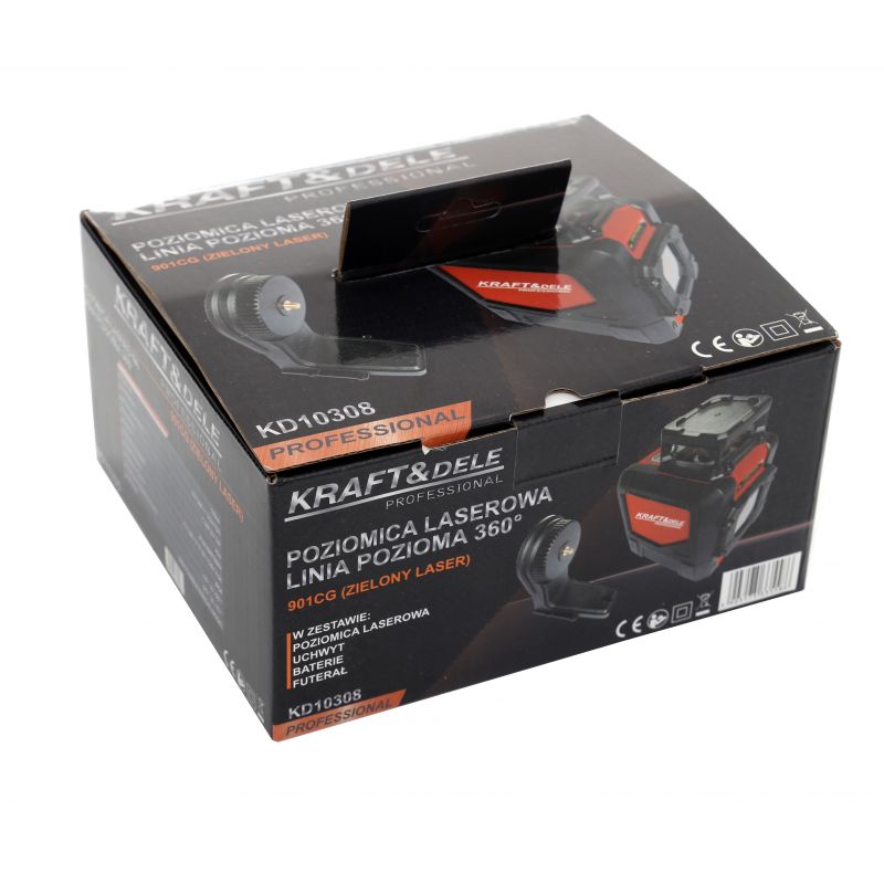 Poziomica laserowa pionowa i pozioma zielona wiązka KD10308