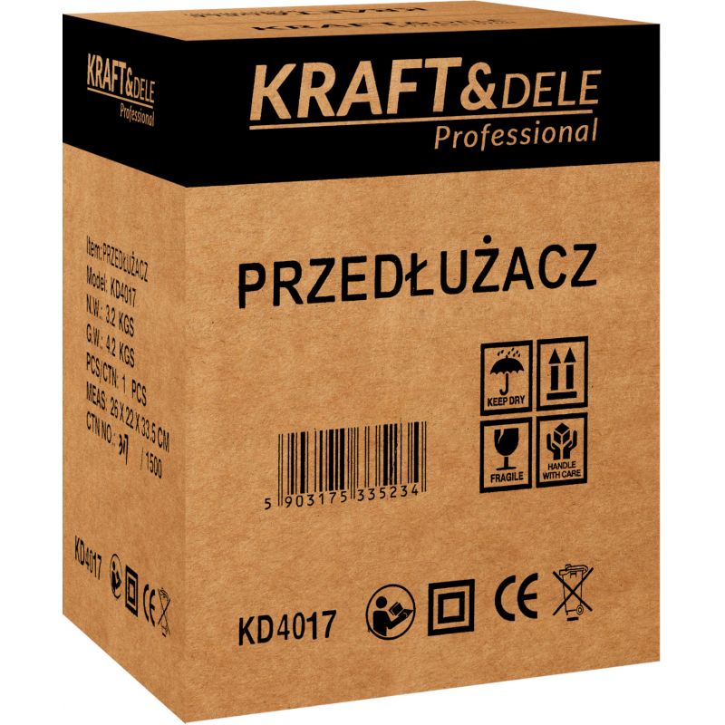 Przedłużacz ogrodowy bębnowy 25M / 3 x 2,5MM KD4017