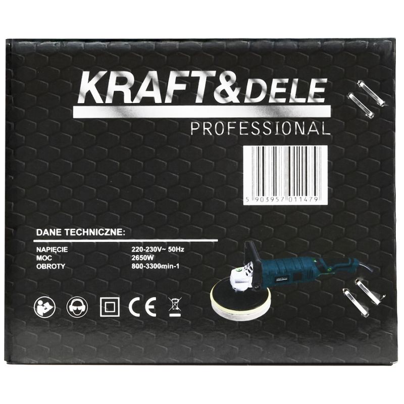Polerka elektryczna 2650W 180mm 800-3300 rpm zestaw XXL KD3079