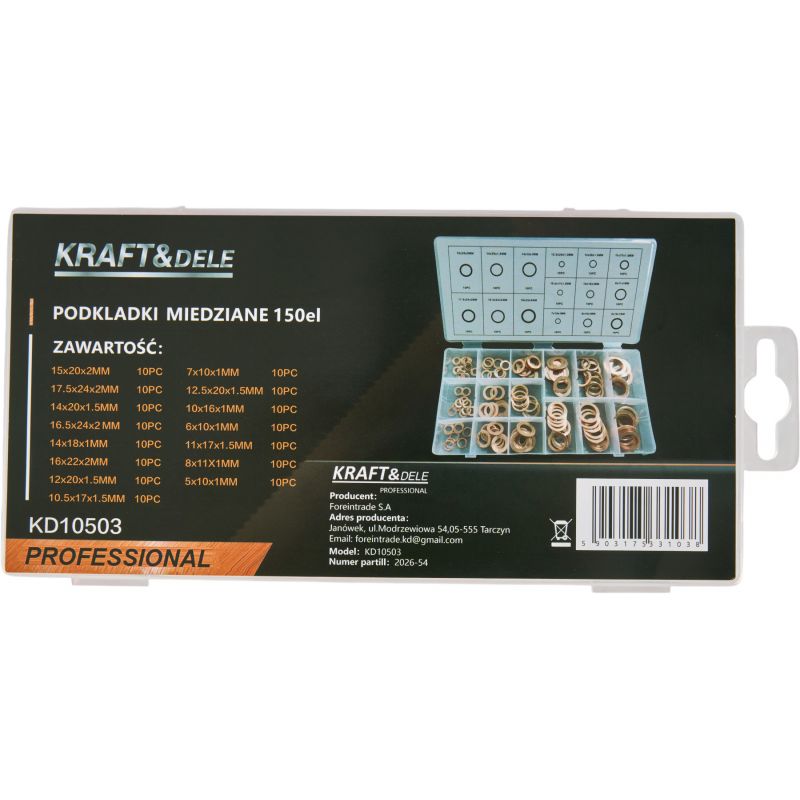 Podkładki miedziane 150 szt. KD10503