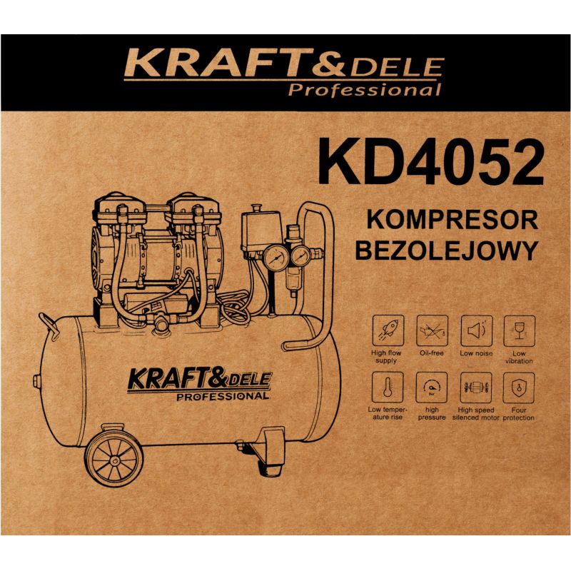 Bezolejový kompresor 50L, 1500W, 290L/min, KD4052