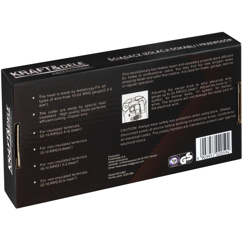 Ściągacz izolacji do kabli i przewodów KD10887