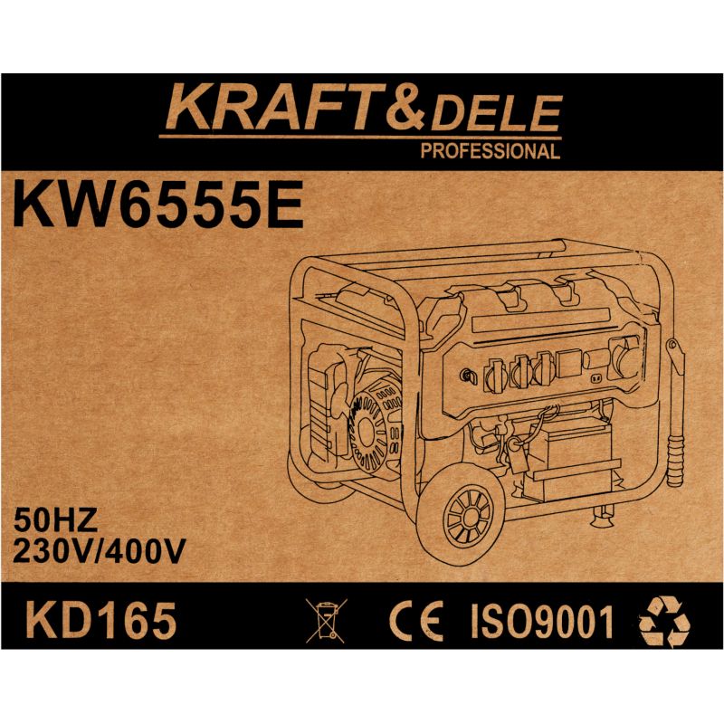 Agregát generuje 5500 W, 12/230 V/380 V, model KD165