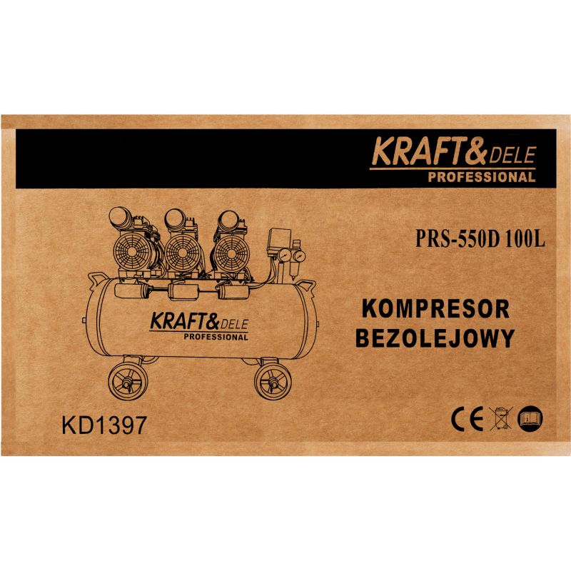 Kompresor bezolejowy 100L 3 x 1500W KD1397