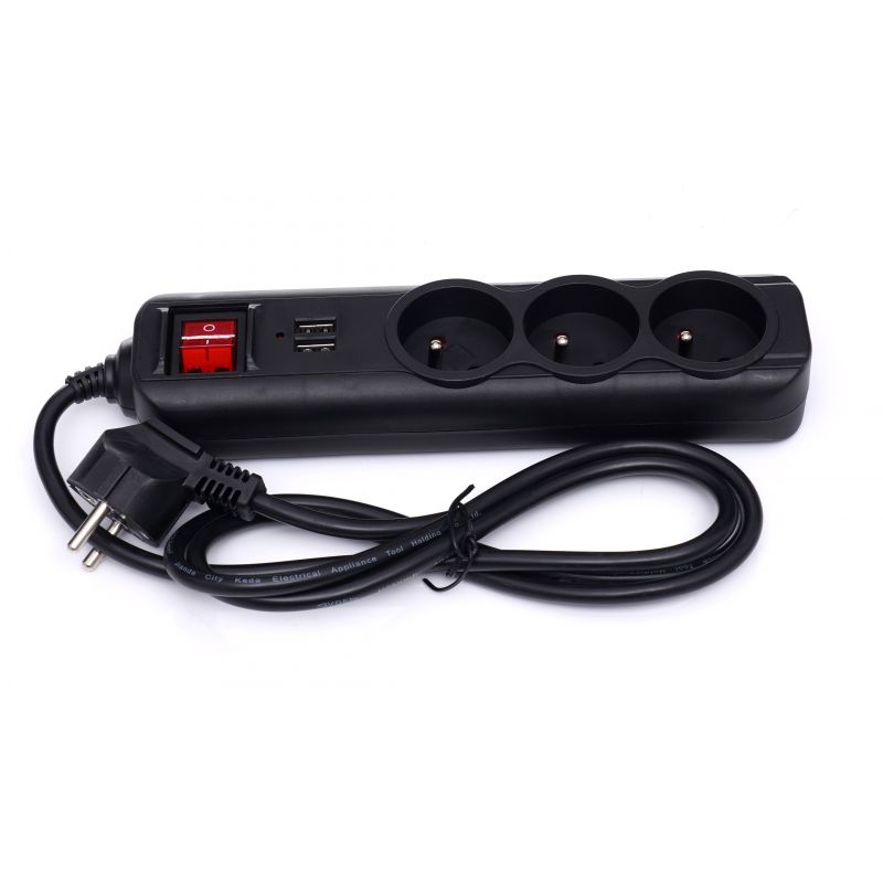 Przedłużacz z USB 1,5m 3 gniazda KD4031