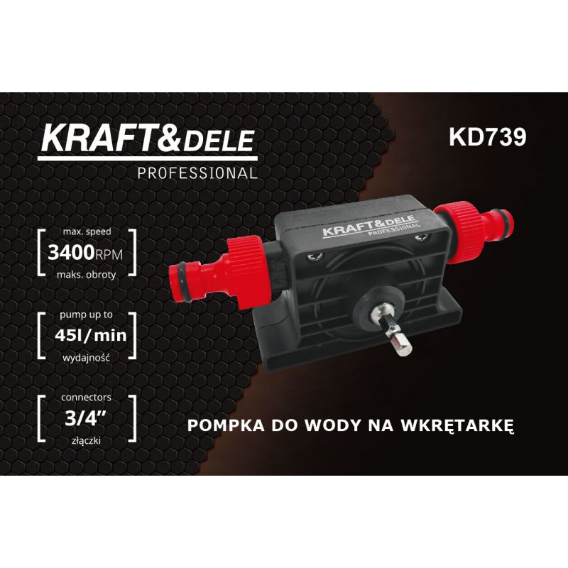 Pompa do wody na wkrętarkę 45l / min / 3/4" KD739