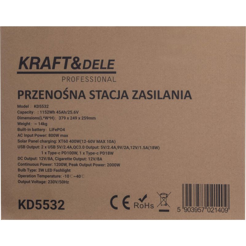 Przenośna stacja zasilania 1152Wh 45Ah / 25.6V KD5532