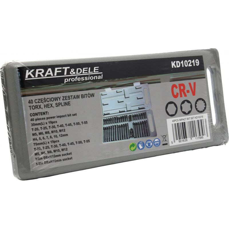 Komplet Bitów specjalnych KD10219 HEX, TORX, SPLINE 40cz