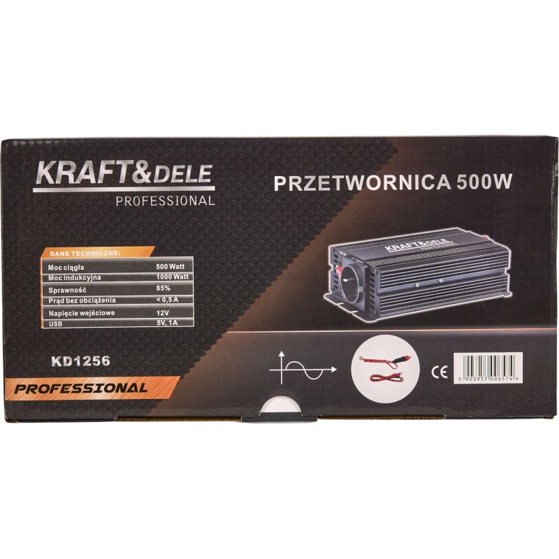 Przetwornica napięcia 12V na 230V 500/1000W CZYSTA SINUSOIDA KD1256