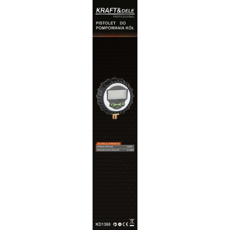 Pistolet do pompowania z manometrem LCD KD1366