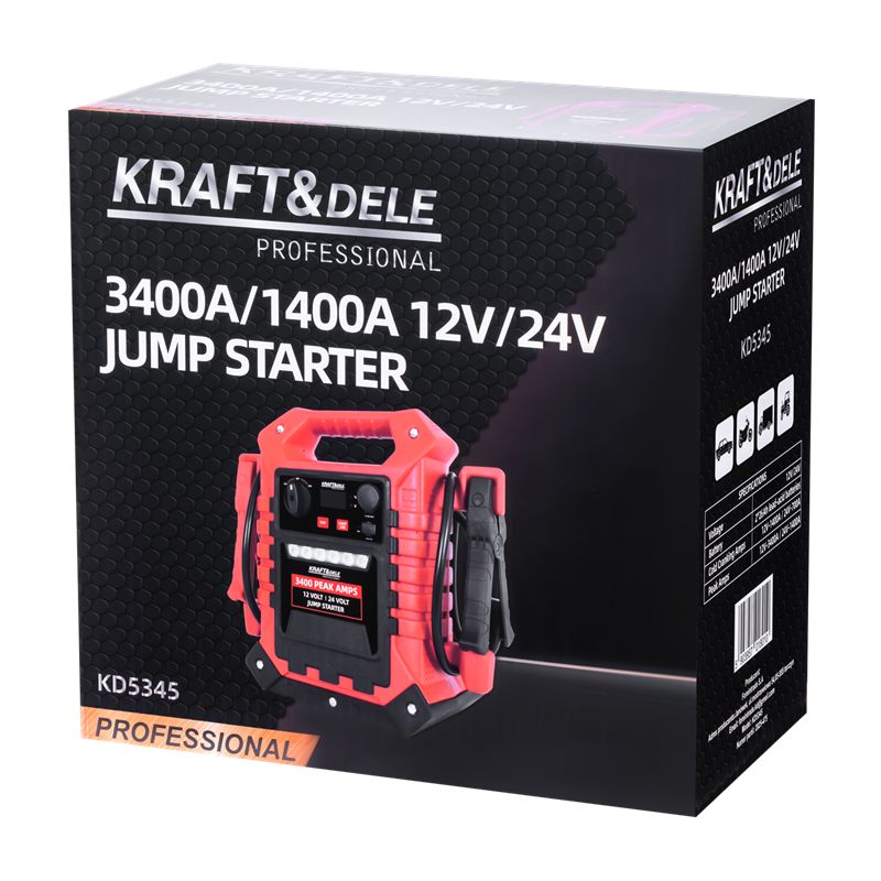 Jump-starter 3400/1400A 12/24V+OŚWIETLENIE KD5345