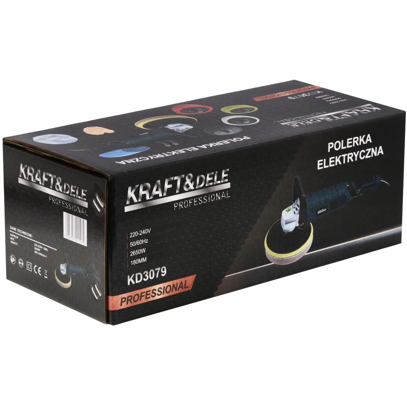 Polerka elektryczna 2650W 180mm 800-3300 rpm zestaw XXL KD3079