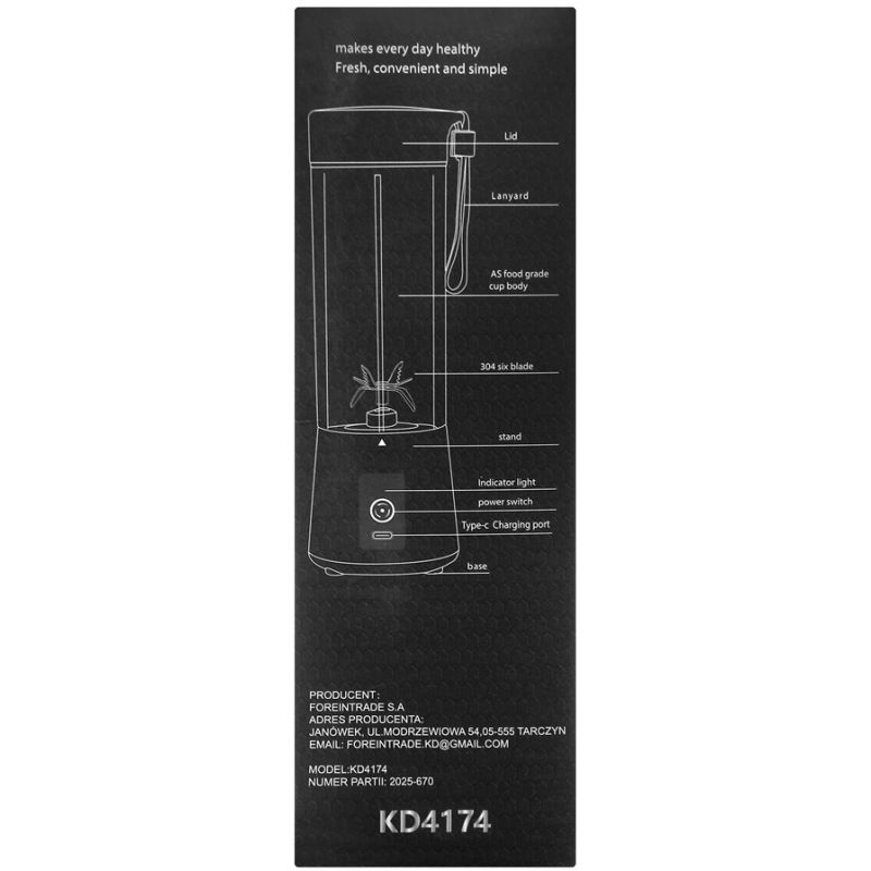 Nabíjací mixér USB-C 400ml / 2x3000mAh KD4174