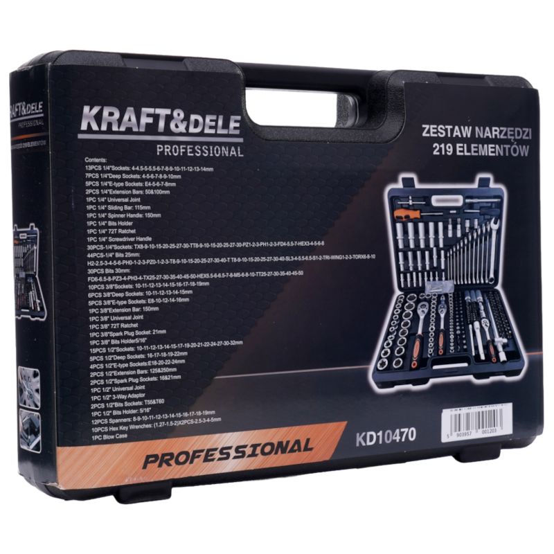 Zestaw narzędzi 219el. klucze nasadowe KD10470