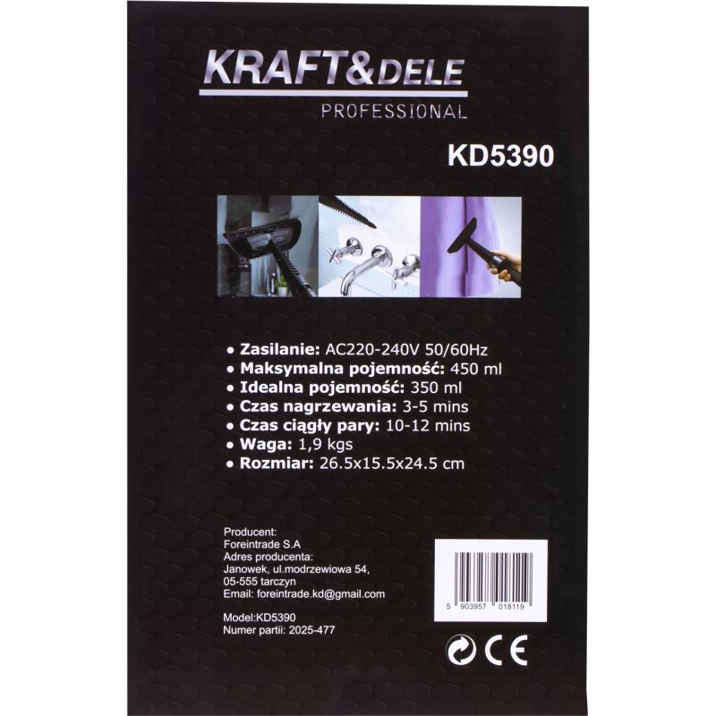 Myjka parowa 1200W 450ml KD5390