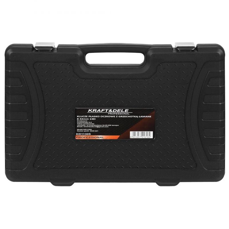 Klucze płasko-oczkowe z grzechotką łamane 13szt 8-32mm KD11305