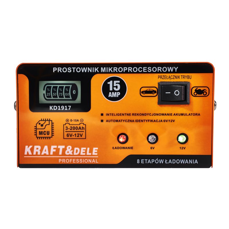 Prostownik mikroprocesorowy 15AMP 6/12V