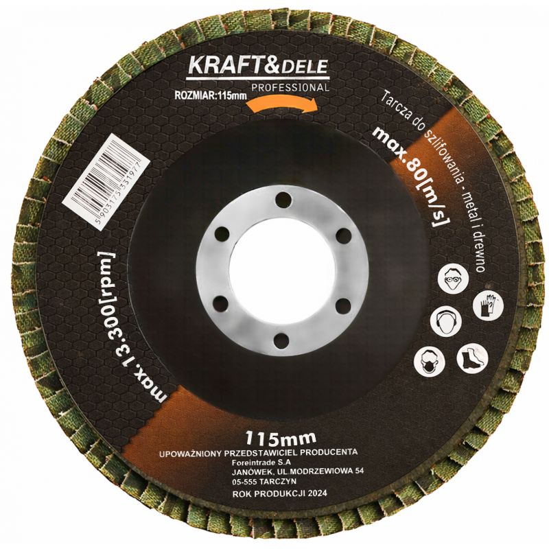 Tarcza listkowa 115mm P80 KD962