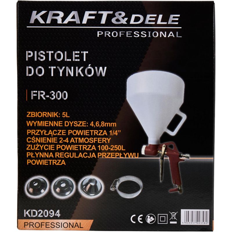 Pistolet natryskowy do tynków 5L + 3 dysze KD2094
