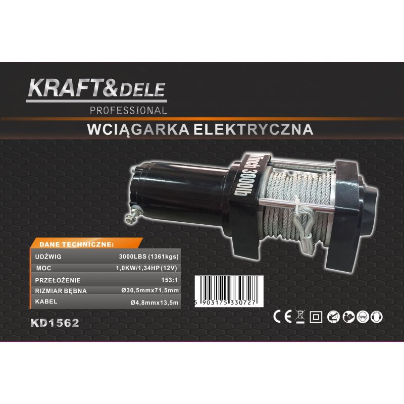 Wyciągarka - Wciągarka elektryczna KD1562 3000LBS 12V