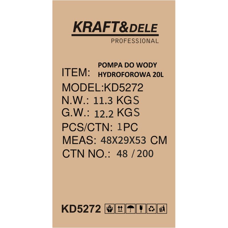Pompa do wody hydroforowa 20L 1200W 3400L/h KD5272