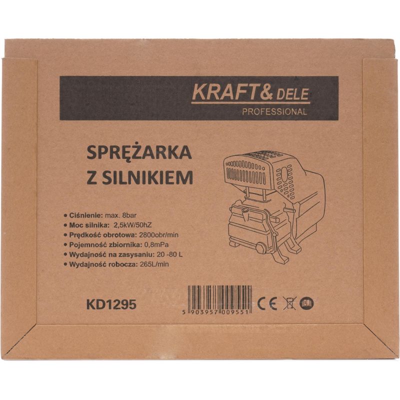 Vzduchový kompresor s elektrickým motorom, prietok 265 l/min, model KD1295