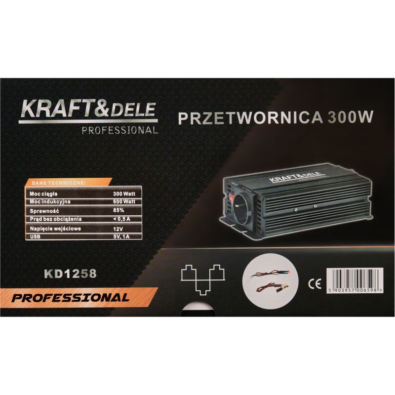 Przetwornica 12V na 230V 300W / 600W skorygowana sinusoida KD1258