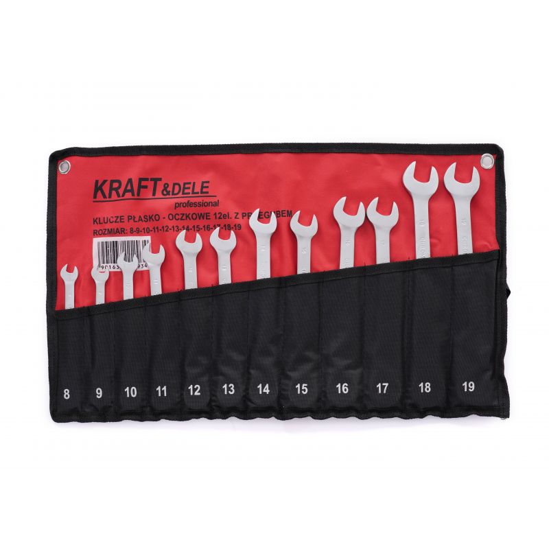Klucze płasko oczkowe z grzechotką łamane 12el. 8-19mm KD10947