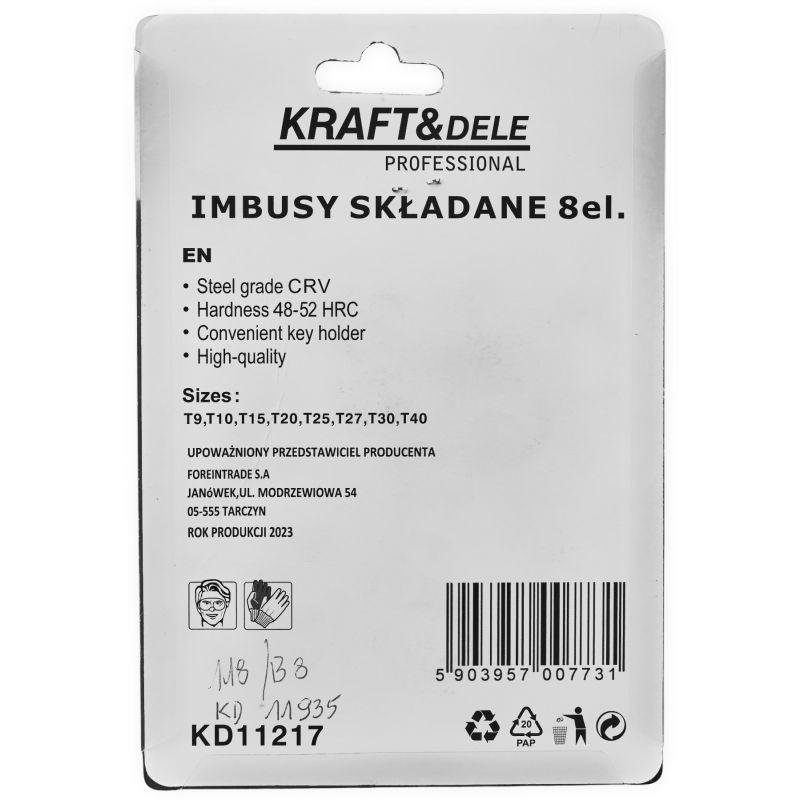 Zestaw imbusów składanych 8 el. torx KD11935