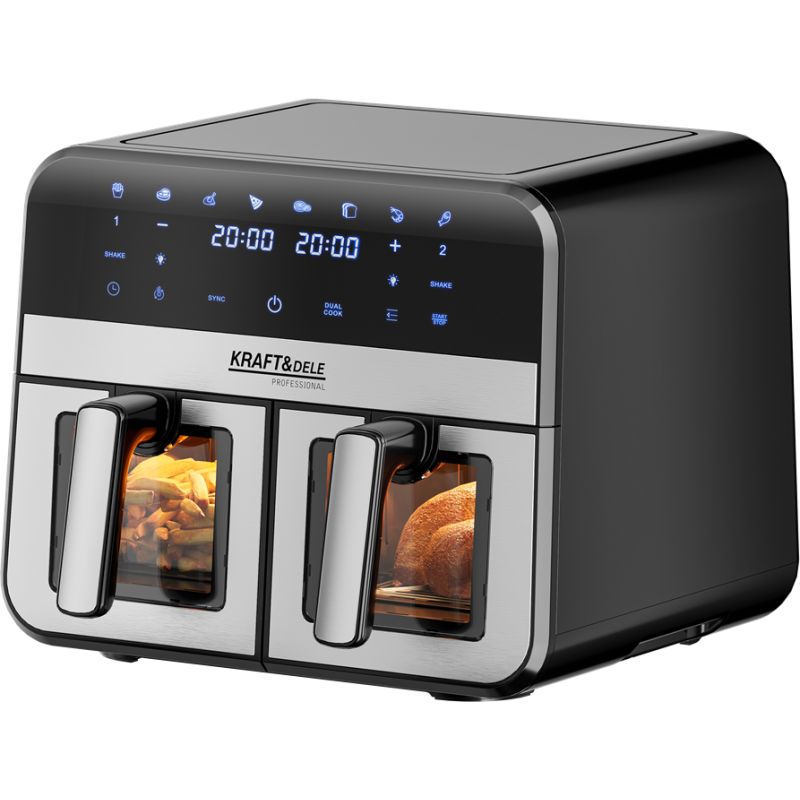 Beztuková fritéza 9L 2500W dve oddelenia 4,5L + LCD KD4179