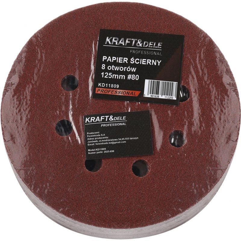 Papier ścierny 50szt. krążek 125mm P80 na rzep KD11809