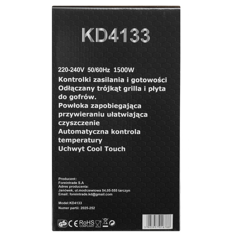 Elektrický hriankovač s vyberateľnými vložkami 1500W KD4133