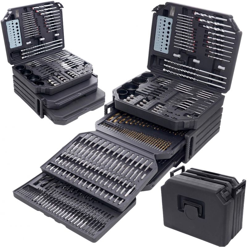 Wiertła, otwornice, dłuta, bity - zestaw 300-el. KD998