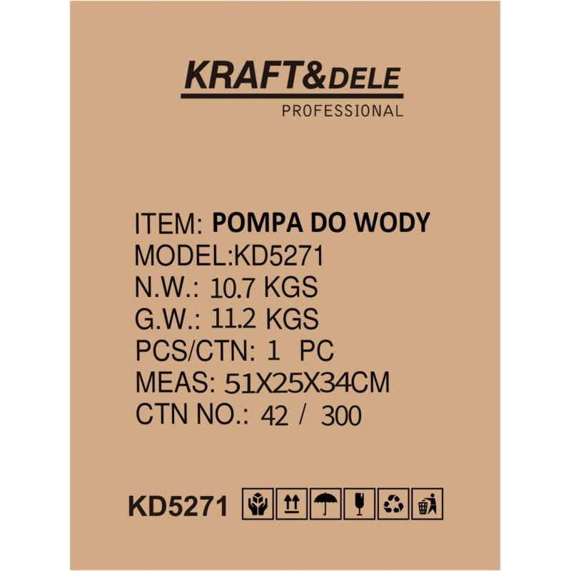 Pompa do wody 1500W 4700L/h KD5271