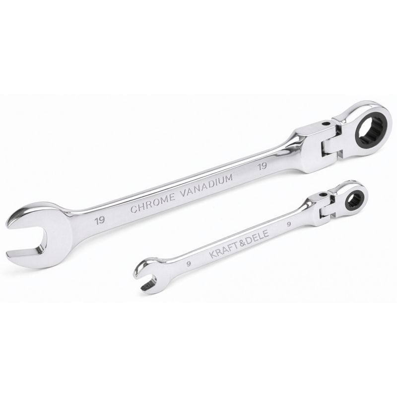 Klucze płasko oczkowe z grzechotką łamane 12el. 8-19mm KD10947