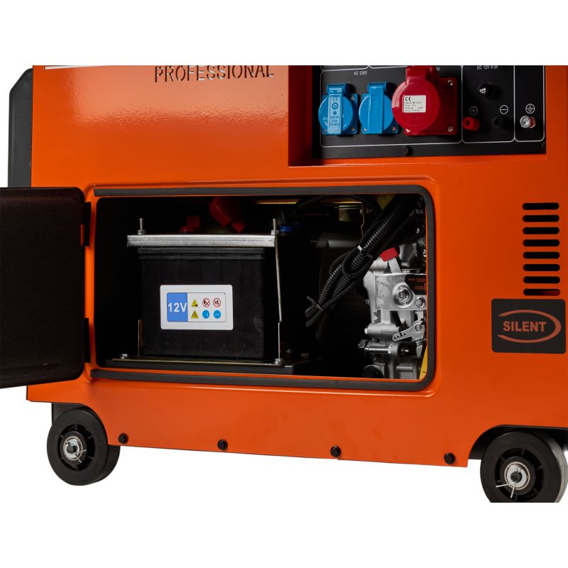Dieselový generátor 7000 W, 12/230/380 V + batéria KD121