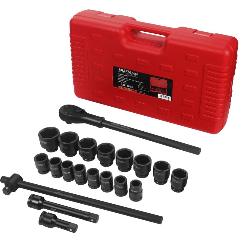 Grzechotka + przedłużki + nasadki udarowe 3/4" 21szt KD11868