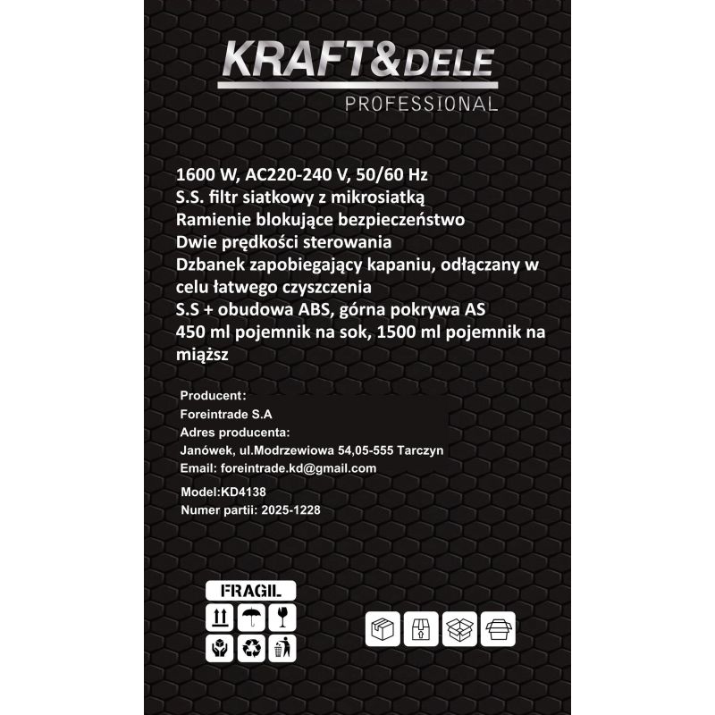 Odšťavovač 1600W KD4138