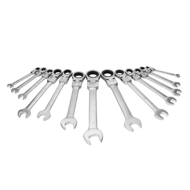 Klucze płasko-oczkowe z grzechotką łamane 13szt 8-32mm KD11305