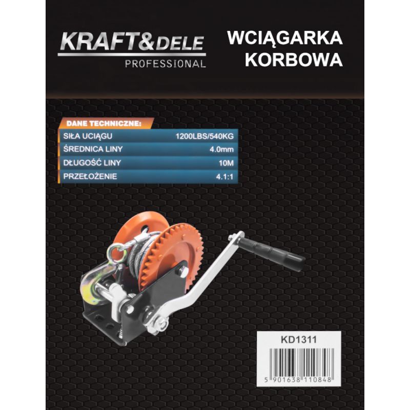 Wciągarka korbowa linowa 1200Ibs KD1311