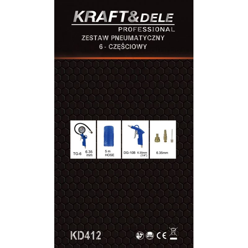 Pneumatická sada, 6 dielov, KD412