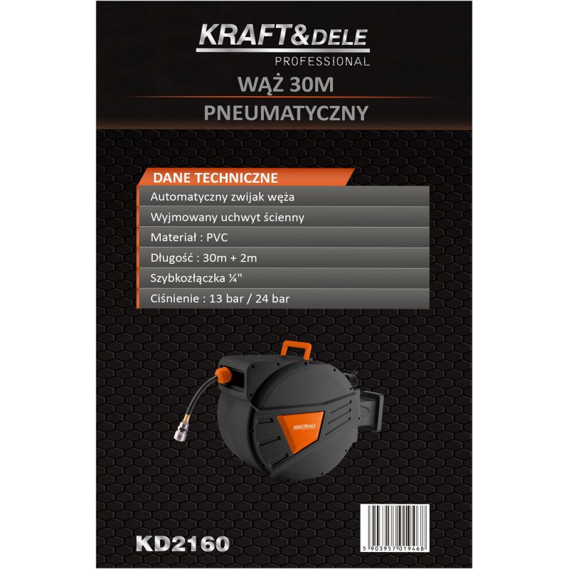 Vzduchový navijak, hadica 30m + 2m, 1/4", KD2160