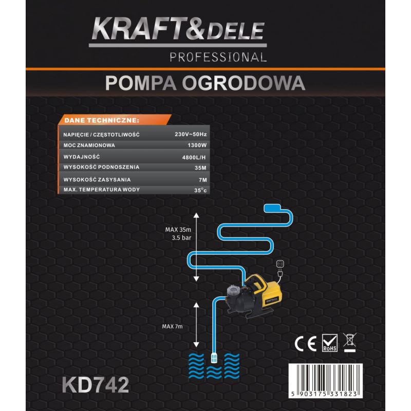 Pompa ogrodowa 1300W KD742