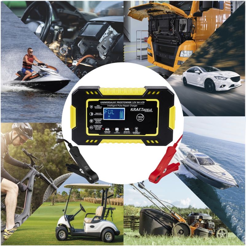 Automatyczny prostownik akumulatorowy LCD 12V / 6A KD1290