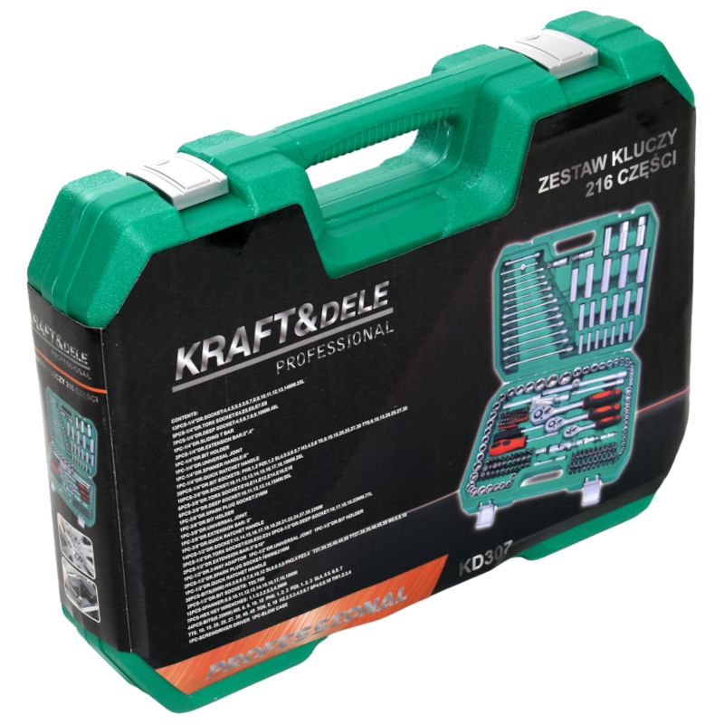 Zestaw Kluczy Duży Nasadowe Płaskie KD307 216el. Walizka
