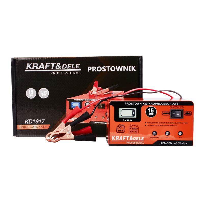 Prostownik mikroprocesorowy 15AMP 6/12V