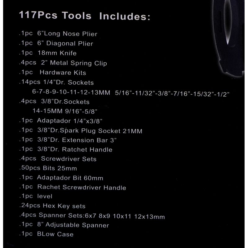 Zestaw narzędzi 117 el. w walizce KD10831