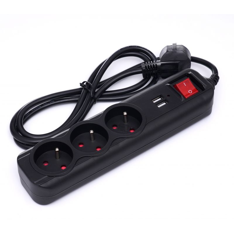 Przedłużacz z USB 1,5m 3 gniazda KD4031